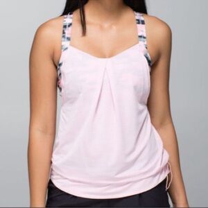 Lululemon Rest Less Tank in Heathered Barely Pink/Wamo Cam 10